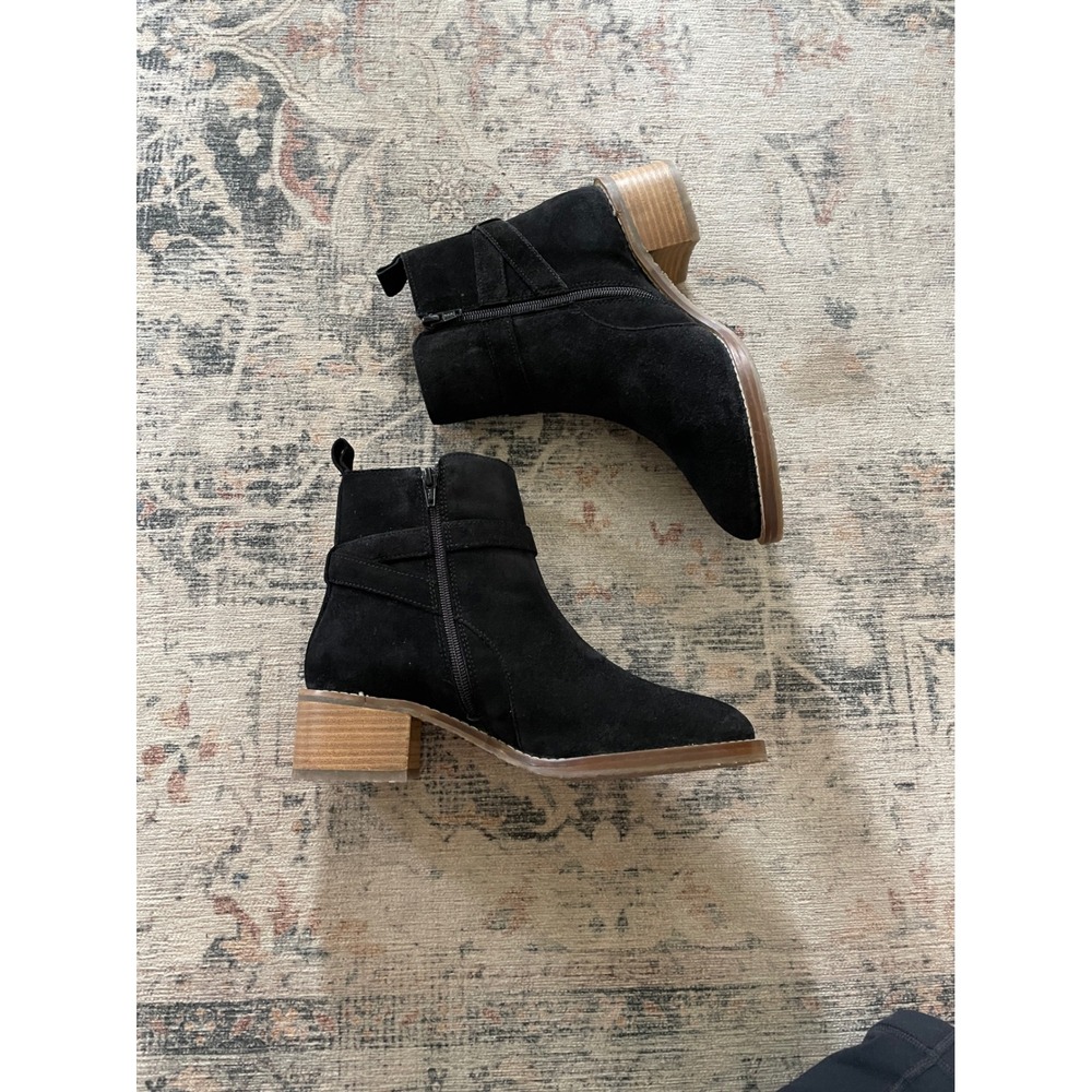 Vintage Foundry Co. Artemisia Ankle Boots Womens Black Suede Buckle Block Heel - Picture 4 of 14